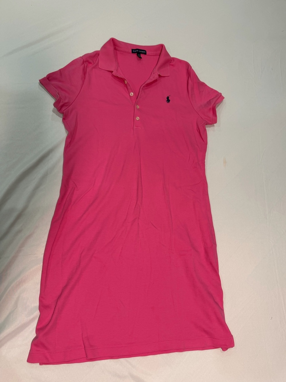 Ralph Lauren Bright Pink Polo Dress with Navy Pony